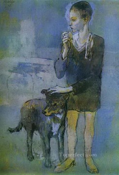 パブロ・ピカソ Painting - 犬を連れた少年 1905 年キュビスト パブロ・ピカソ